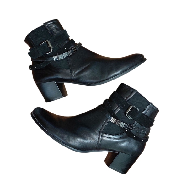 Regarde Le Ciel Black Leather Ankle boots Women's Black Booties Size 10 - Picture 1 of 12